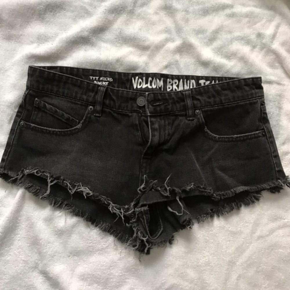 Black Low-Rise Denim Shorts